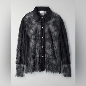 Aritzia Wilfred Le Fou Plié Lace Blouse in Black Size M